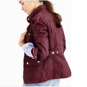 J. Crew waxed cotton Downtown Field Jacket burgundy red brown size XS